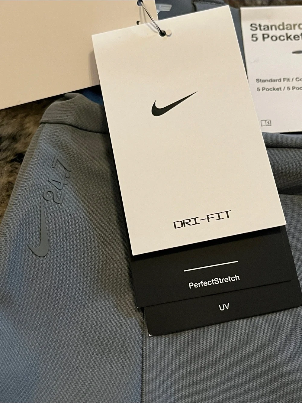 Nike 24.7 Perfect Stretch Pants Mens 34X34  Dri FIT  HQ6930-084 UV Gray $125